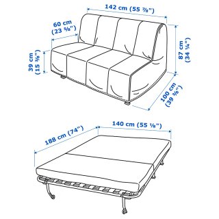 Sofá Cama 2 Plazas Vansbro Gris Oscuro Ikea