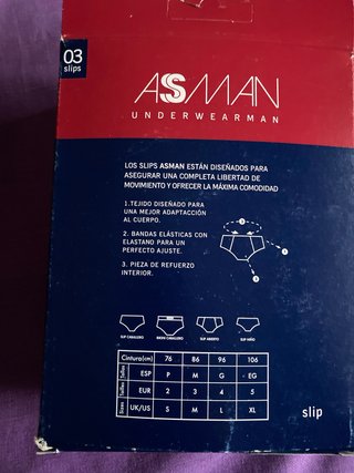 Pack slip talla M de Asman