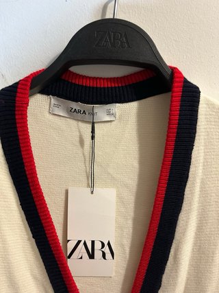 Chaqueta Zara punto L beige perlas
