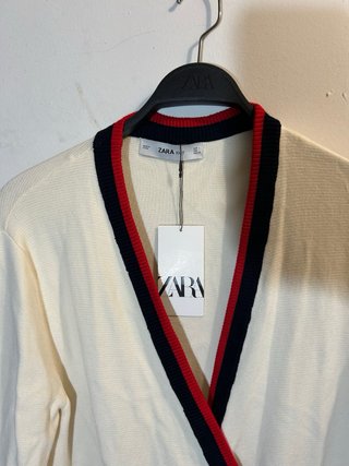 Chaqueta Zara punto L beige perlas