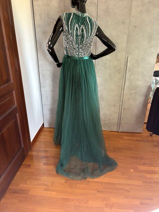 Abito da sera verde con argento