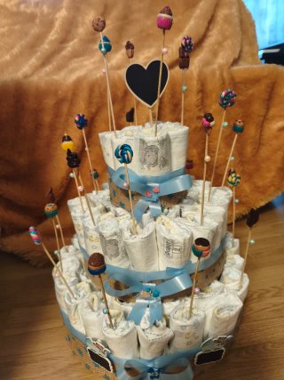 Tartas de pañales hechas a mano. Personalizadas