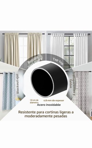 Barra Cortina Extensible 76-340cm Negra