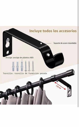 Barra Cortina Extensible 76-340cm Negra