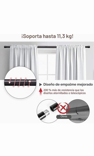 Barra Cortina Extensible 76-340cm Negra