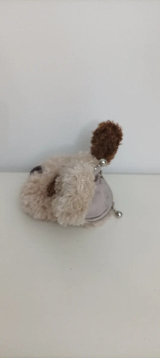 Monedero peluche perrito beige y marrón