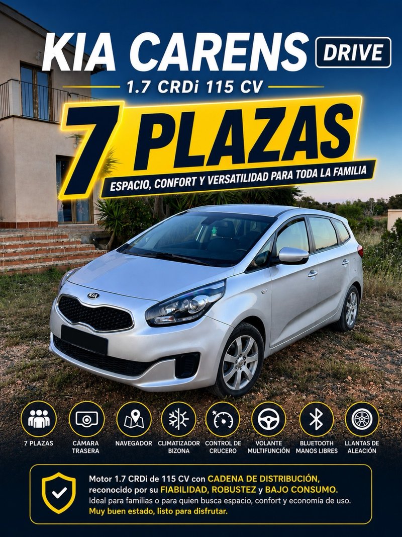 Kia Carens -7 Plazas. 2013.Drive 1.7 CRDi 115 CV – - foto 1
