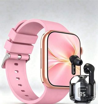 Reloj Inteligente Negro con Auriculares
