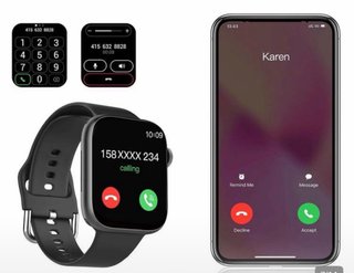 Reloj Inteligente Negro con Auriculares
