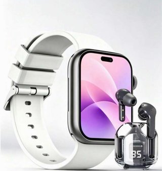 Reloj Inteligente Negro con Auriculares