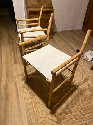 Conjunto de mesa y 2 sillas de director de bambú