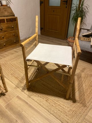 Conjunto de mesa y 2 sillas de director de bambú