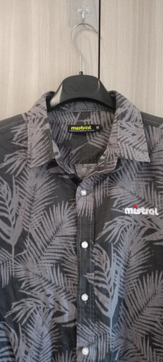 Camicia Mistral M Lino/Cotone Fantasia Foglie