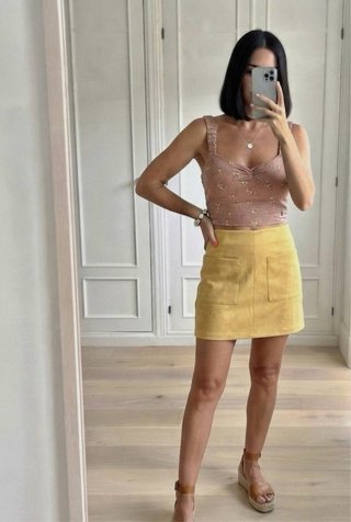 Minifalda Efecto Ante Ocre