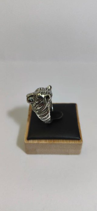 Anillo Plata Cabeza Tigre 3D
