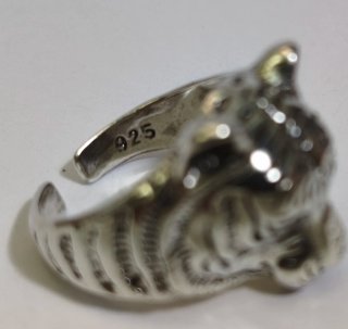 Anillo Plata Cabeza Tigre 3D