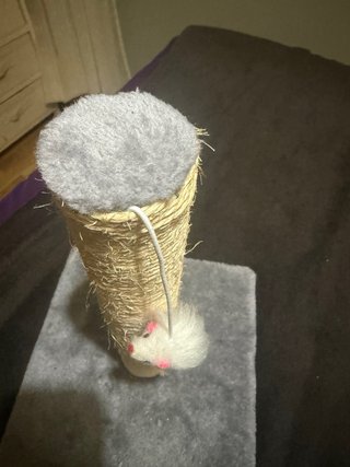 Rascador para gatos con ratón colgante