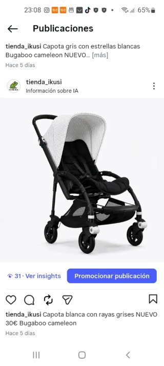 Capota Bugaboo Cameleon gris estrellas