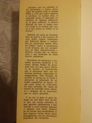 Oriana Fallaci Libro 1a Ed. 1970 Los Antipáticos