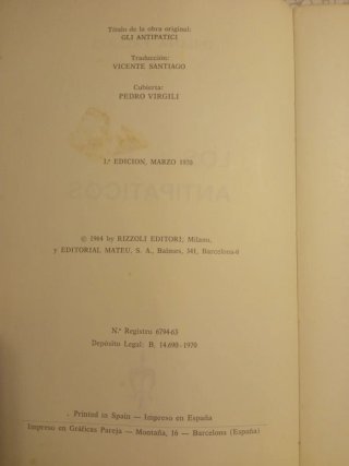 Oriana Fallaci Libro 1a Ed. 1970 Los Antipáticos