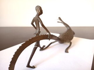Escultura Africana Bronce Cocodrilo Arte Tribal