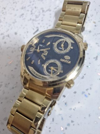 Reloj Marea Triple Time Dorado y Negro