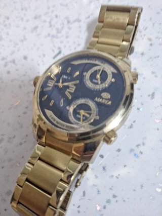 Reloj Marea Triple Time Dorado y Negro