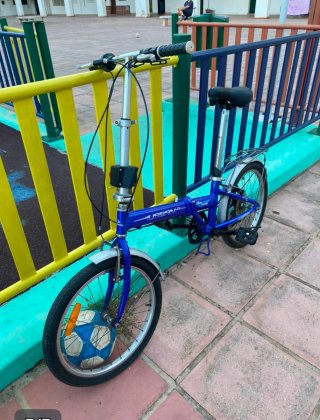 Bicicleta Plegable Azul Aluminio