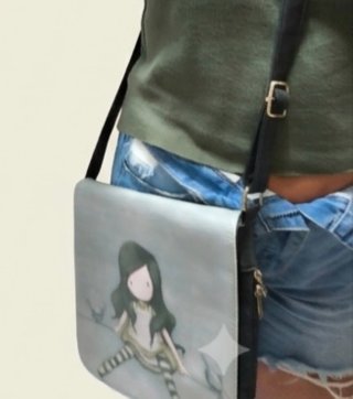 Bolso Bandolera Gorjuss Santoro Gris y Negro