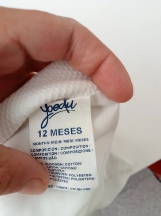 Pelele blanco bebé 12 meses