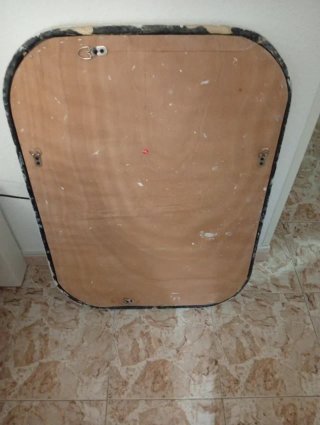 Espejo Marco Fibra Biselado Plata Blanco