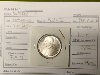 Lote Monedas Plata Vaticano 500 Liras 84, 68 y 66