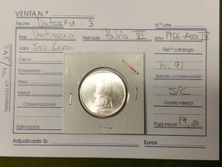 Lote Monedas Plata Vaticano 500 Liras 84, 68 y 66