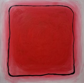 Cuadro abstracto rojo minimalista pintado a mano o