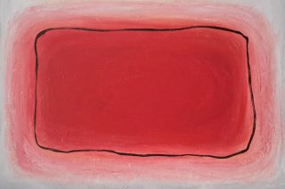 Cuadro abstracto rojo minimalista pintado a mano o
