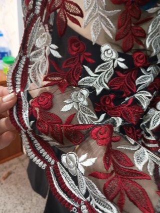 Conjunto falda larga tubular negro y rojo
