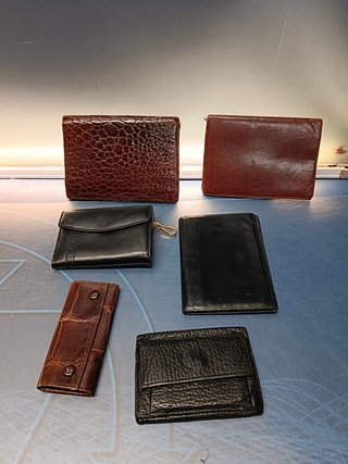 6 carteras, billeteras, porta llaves, de piel