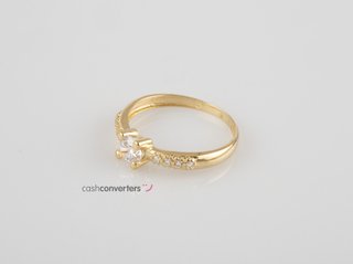 anillo oro 18k con piedra con circonita t. 17 (18,16 mm)