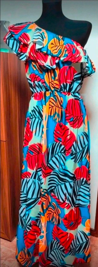 Vestido comprido deslumbrante e colorido t.u NOVO