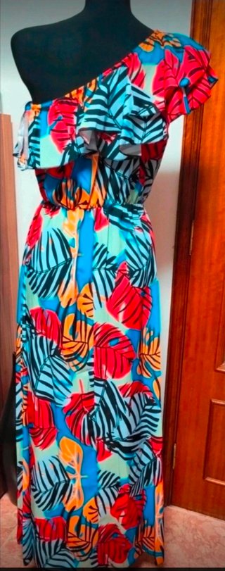 Vestido comprido deslumbrante e colorido t.u NOVO