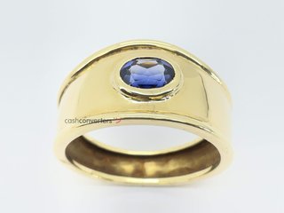 anillo oro 18k con piedra con zafiro