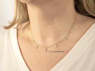 collar oro 18k con piedra con circonita 20cm
