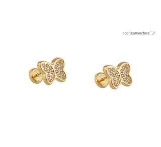 pendientes oro 18k con piedra con circonita