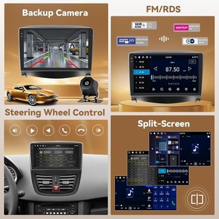 HIKITY Android15 4+128GB AutoRadio 9'' Peugeot 207