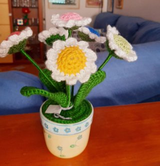 Vaso con Fiori ad uncinetto handmade