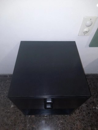 Mesita de noche madera 2 cajones negra