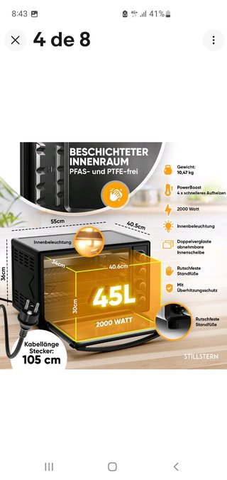 Horno Eléctrico STILLSTERN 45L