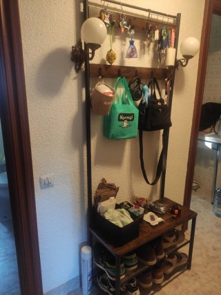 Zapatero Perchero Metálico y Madera