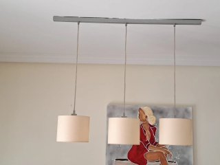 Lámpara colgante salón beige y gris