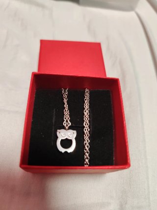 Collar búho acero con circonitas